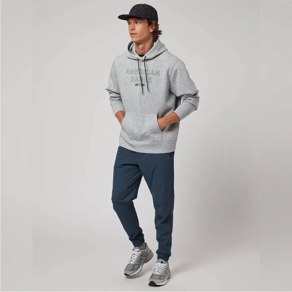 American Eagle Mens Light Gray Hoodie - Picture 3 of 8
